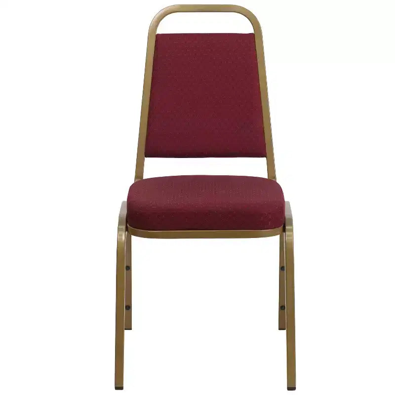 Silla de banquete apilable con respaldo trapezoidal y asiento de 6.35 cm de grosor