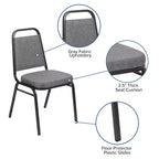 Silla de banquete apilable con respaldo trapezoidal y asiento de 6.35 cm de grosor