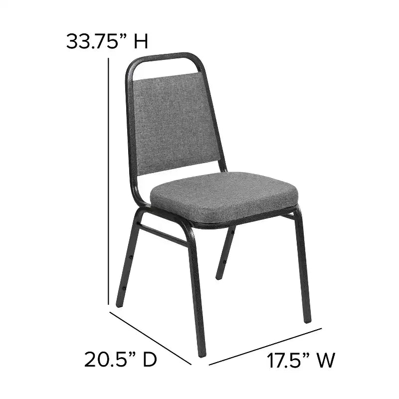 Silla de banquete apilable con respaldo trapezoidal y asiento de 6.35 cm de grosor