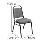 Silla de banquete apilable con respaldo trapezoidal y asiento de 6.35 cm de grosor