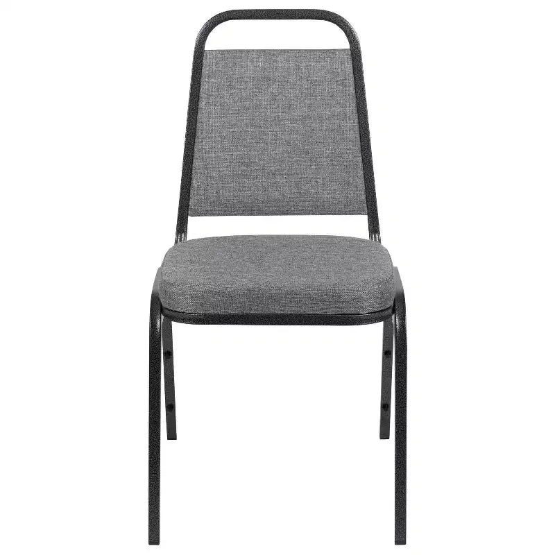 Silla de banquete apilable con respaldo trapezoidal y asiento de 6.35 cm de grosor
