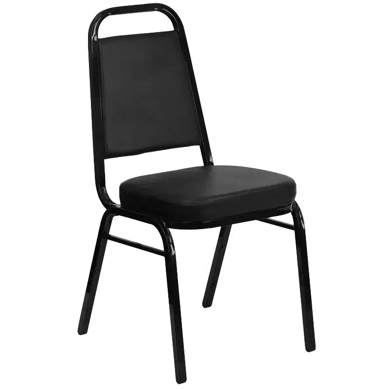 Silla de banquete apilable con respaldo trapezoidal y asiento de 6.35 cm de grosor