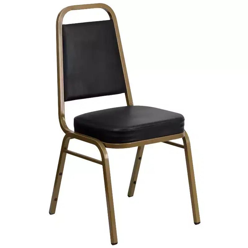 Silla de banquete apilable con respaldo trapezoidal y asiento de 6.35 cm de grosor
