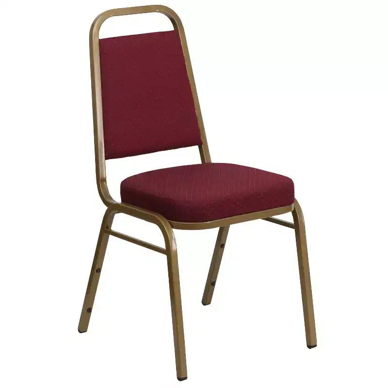 Silla de banquete apilable con respaldo trapezoidal y asiento de 6.35 cm de grosor
