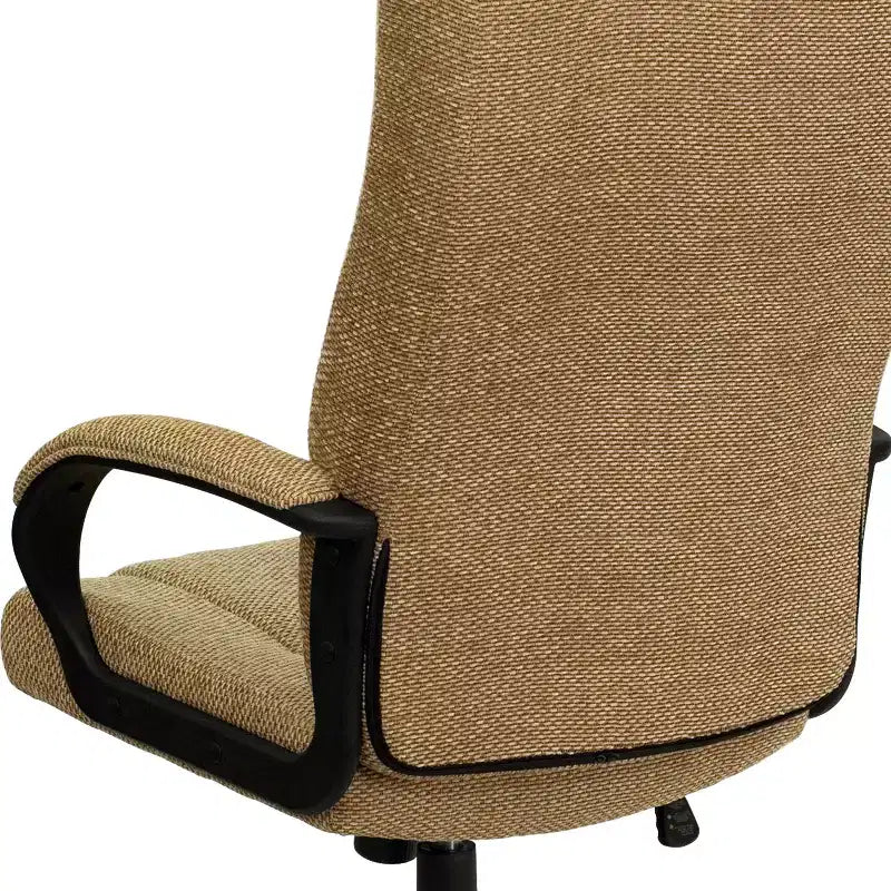 Silla de oficina ejecutiva giratoria de tela con respaldo alto y reposabrazos
