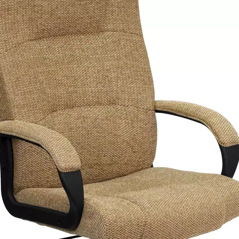 Silla de oficina ejecutiva giratoria de tela con respaldo alto y reposabrazos