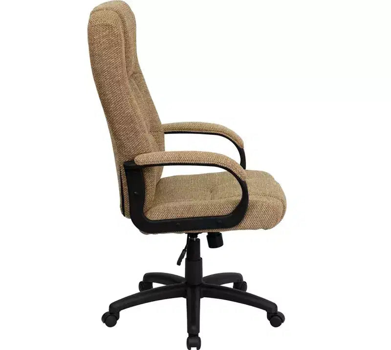 Silla de oficina ejecutiva giratoria de tela con respaldo alto y reposabrazos