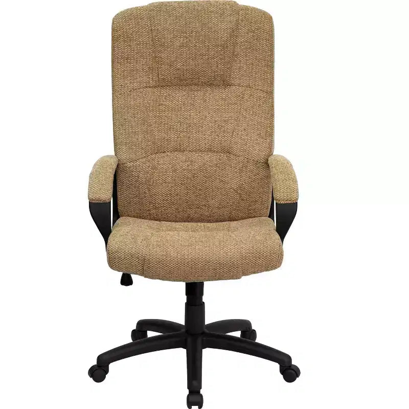Silla de oficina ejecutiva giratoria de tela con respaldo alto y reposabrazos