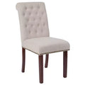 Emma and Oliver Upholstered Rolled Back Parson's Chair with Nailhead Trim & Finished Frame with Plastic Floor Glides