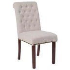Emma and Oliver Upholstered Rolled Back Parson's Chair with Nailhead Trim & Finished Frame with Plastic Floor Glides