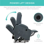 Sillón Reclinable Eléctrico con Masaje, Puerto USB, Calefacción y Portavasos