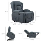 Sillón Reclinable Eléctrico con Masaje, Puerto USB, Calefacción y Portavasos