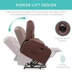 Sillón Reclinable Eléctrico con Masaje, Puerto USB, Calefacción y Portavasos
