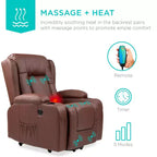 Sillón Reclinable Eléctrico con Masaje, Puerto USB, Calefacción y Portavasos