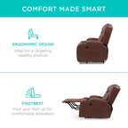 Sillón Reclinable Eléctrico con Masaje, Puerto USB, Calefacción y Portavasos