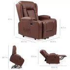 Sillón Reclinable Eléctrico con Masaje, Puerto USB, Calefacción y Portavasos