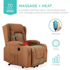 Sillón Reclinable Eléctrico con Masaje, Puerto USB, Calefacción y Portavasos