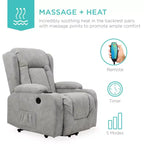 Sillón Reclinable Eléctrico con Masaje, Puerto USB, Calefacción y Portavasos