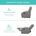 Sillón Reclinable Eléctrico con Masaje, Puerto USB, Calefacción y Portavasos