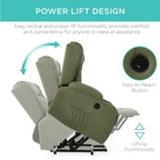 Sillón Reclinable Eléctrico con Masaje, Puerto USB, Calefacción y Portavasos