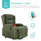 Sillón Reclinable Eléctrico con Masaje, Puerto USB, Calefacción y Portavasos