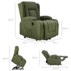 Sillón Reclinable Eléctrico con Masaje, Puerto USB, Calefacción y Portavasos