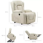Sillón Reclinable Eléctrico con Masaje, Puerto USB, Calefacción y Portavasos