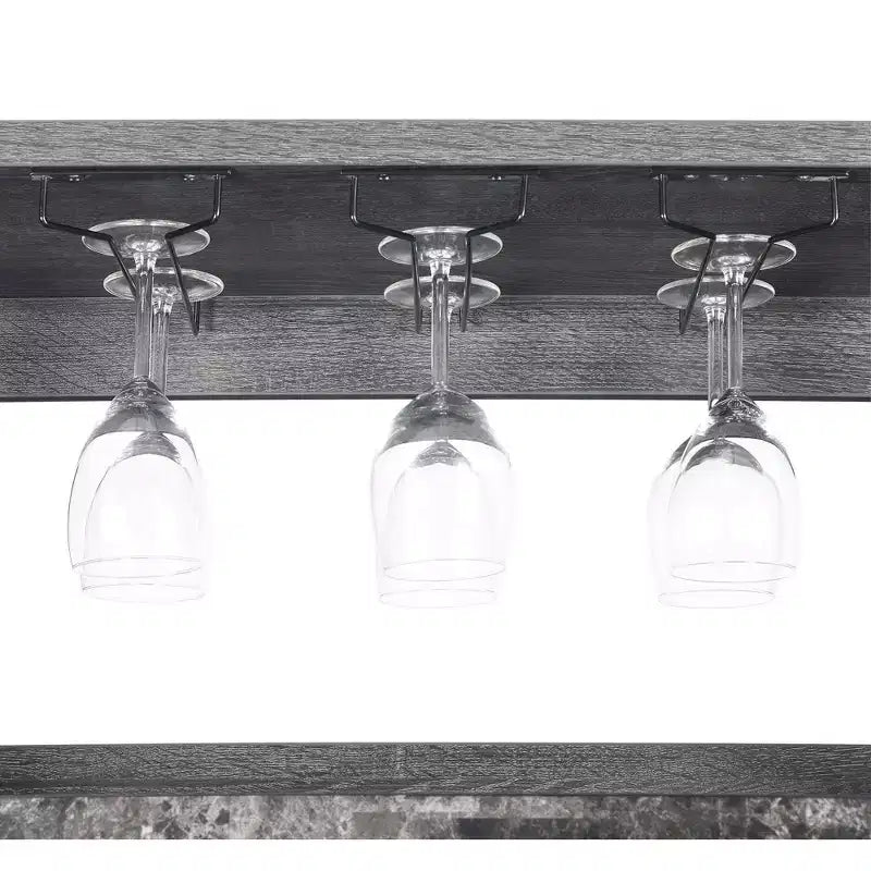 Mesa de Bar Newport con 2 Cajones, Botellero y Estantes