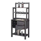 Mesa de Bar Newport con 2 Cajones, Botellero y Estantes