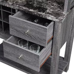 Mesa de Bar Newport con 2 Cajones, Botellero y Estantes