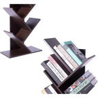 Estantería de madera con 9 estantes en forma de árbol para revistas, CD y libros