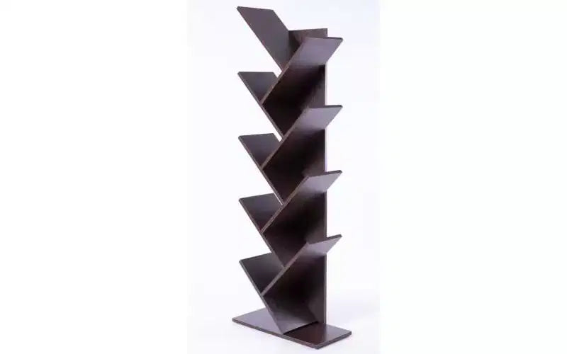 Basicwise Wooden 9-Shelf Tree Magazine CD Storage Bookcase