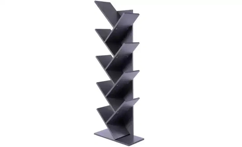 Estantería de madera con 9 estantes en forma de árbol para revistas, CD y libros
