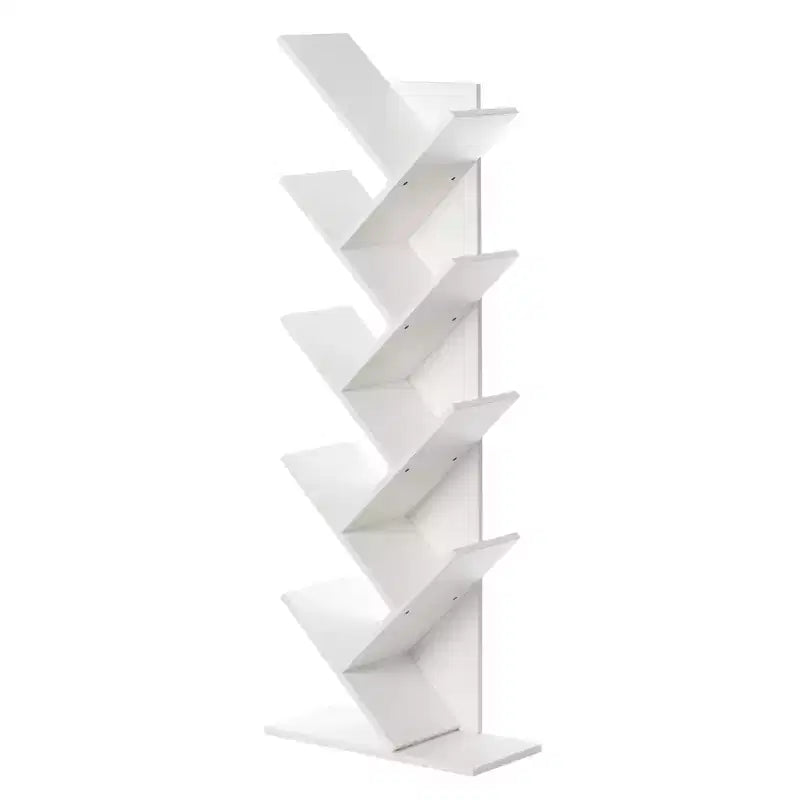 Estantería de madera con 9 estantes en forma de árbol para revistas, CD y libros