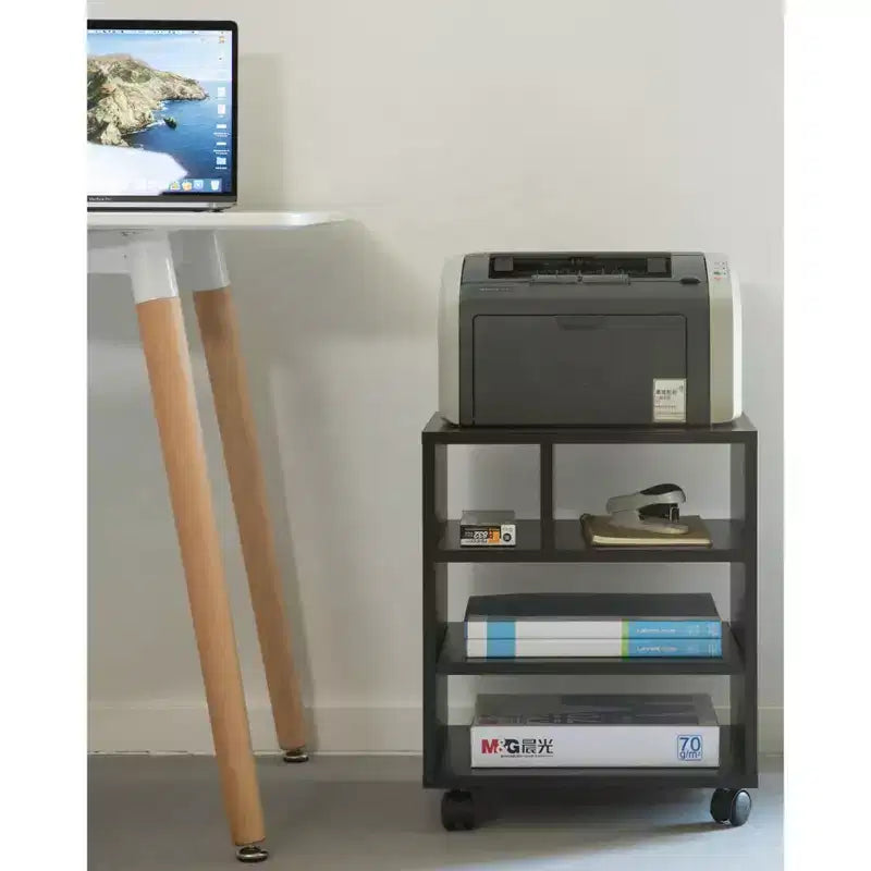 Soporte para impresora de oficina de madera con ruedas