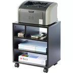 Basicwise Wooden Office Storage Printer Stand with Wheels
