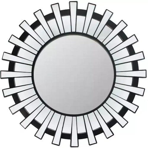 Northlight 25.5 Black Sunburst Round Wall Mounted Mirror