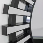 Espejo de pared redondo de 25.5 con diseño Black Sunburst