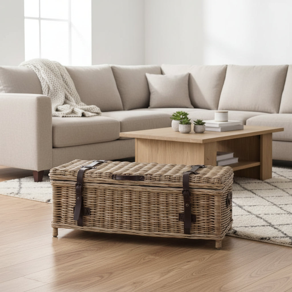 Navarro Rattan Coffee Table Trunk - Safavieh