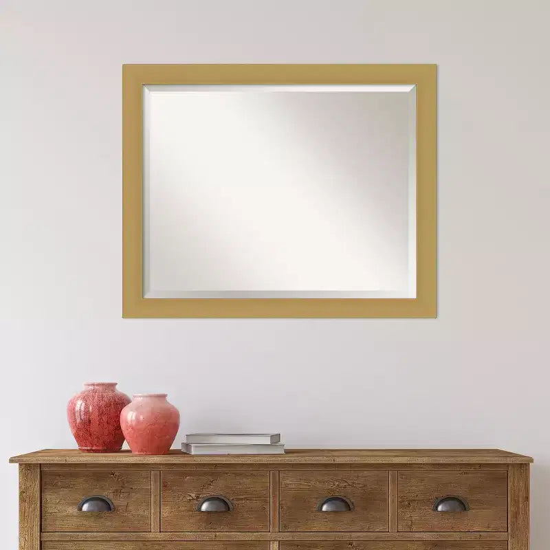 Espejo de pared Grace cepillado con marco para tocador de baño, dorado