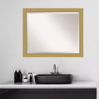 Espejo de pared Grace cepillado con marco para tocador de baño, dorado