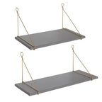2pc Vista Wood and Metal Wall Shelves - Kate & Laurel All Things Decor
