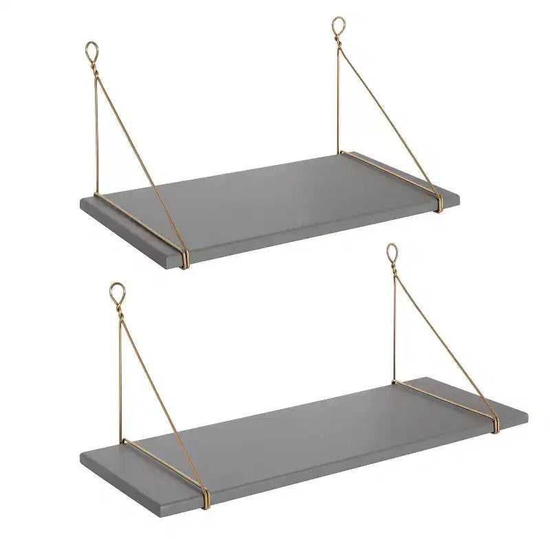 2pc Vista Wood and Metal Wall Shelves - Kate & Laurel All Things Decor