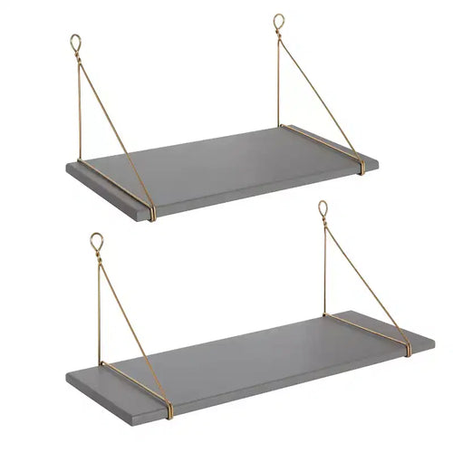 2pc Vista Wood and Metal Wall Shelves - Kate & Laurel All Things Decor