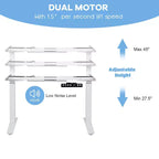 Estructura de escritorio eléctrico de pie de doble motor con altura ajustable, blanco/negro