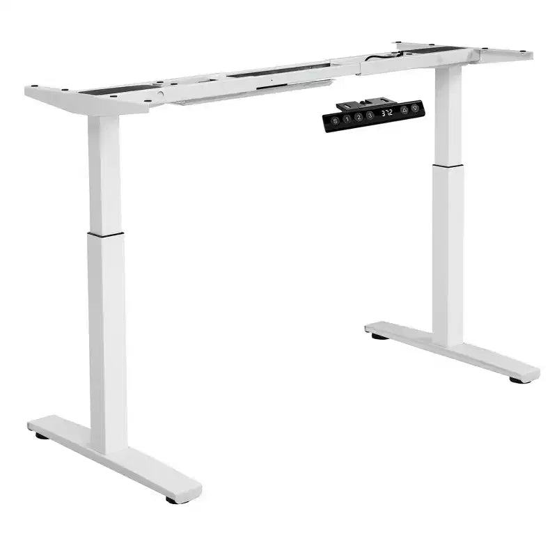 Estructura de escritorio eléctrico de pie de doble motor con altura ajustable, blanco/negro